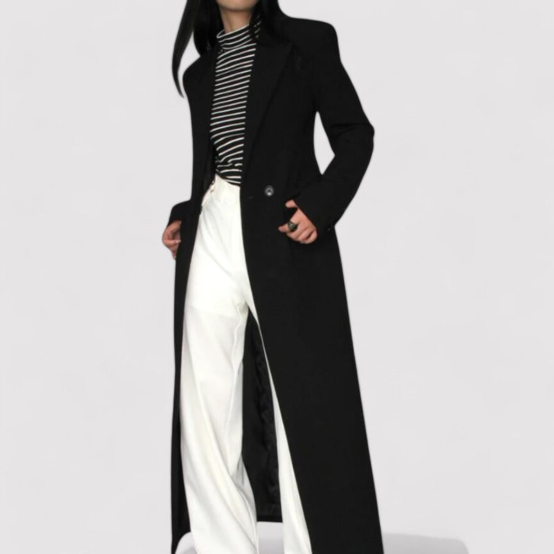 Ancien | Elegant Long Noir Coat afbeelding 3