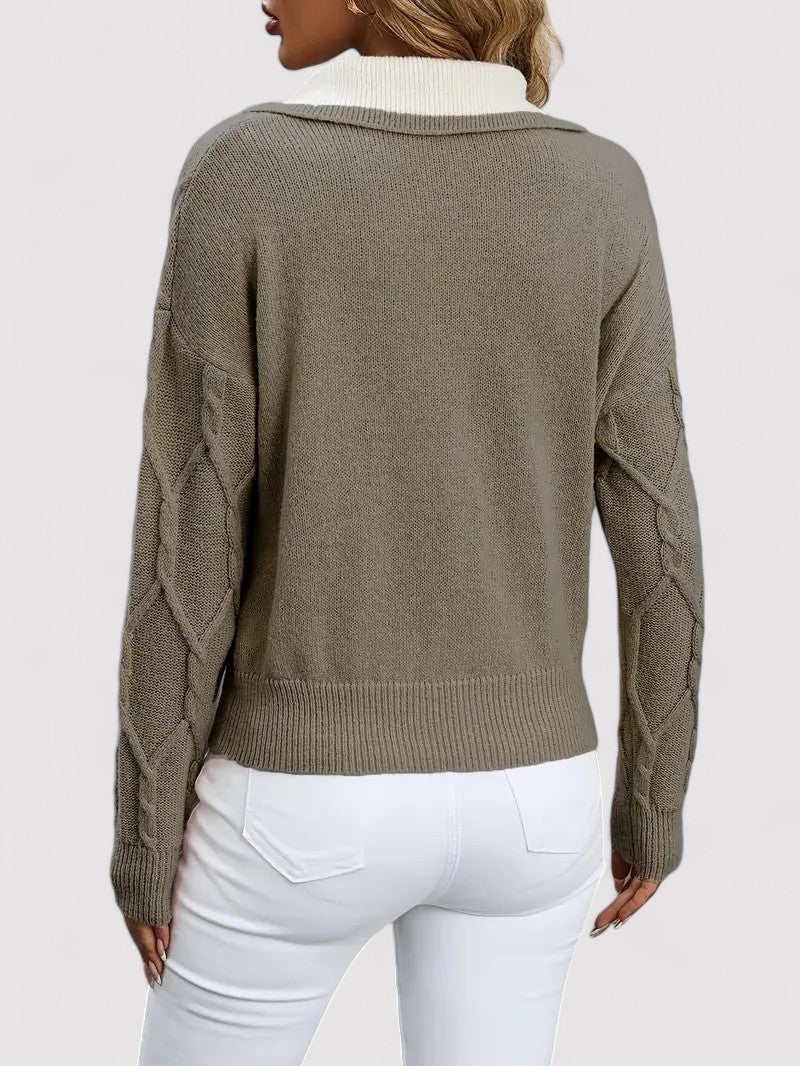 Ancien | Women's Cable Knitted Autumn Sweater afbeelding 11