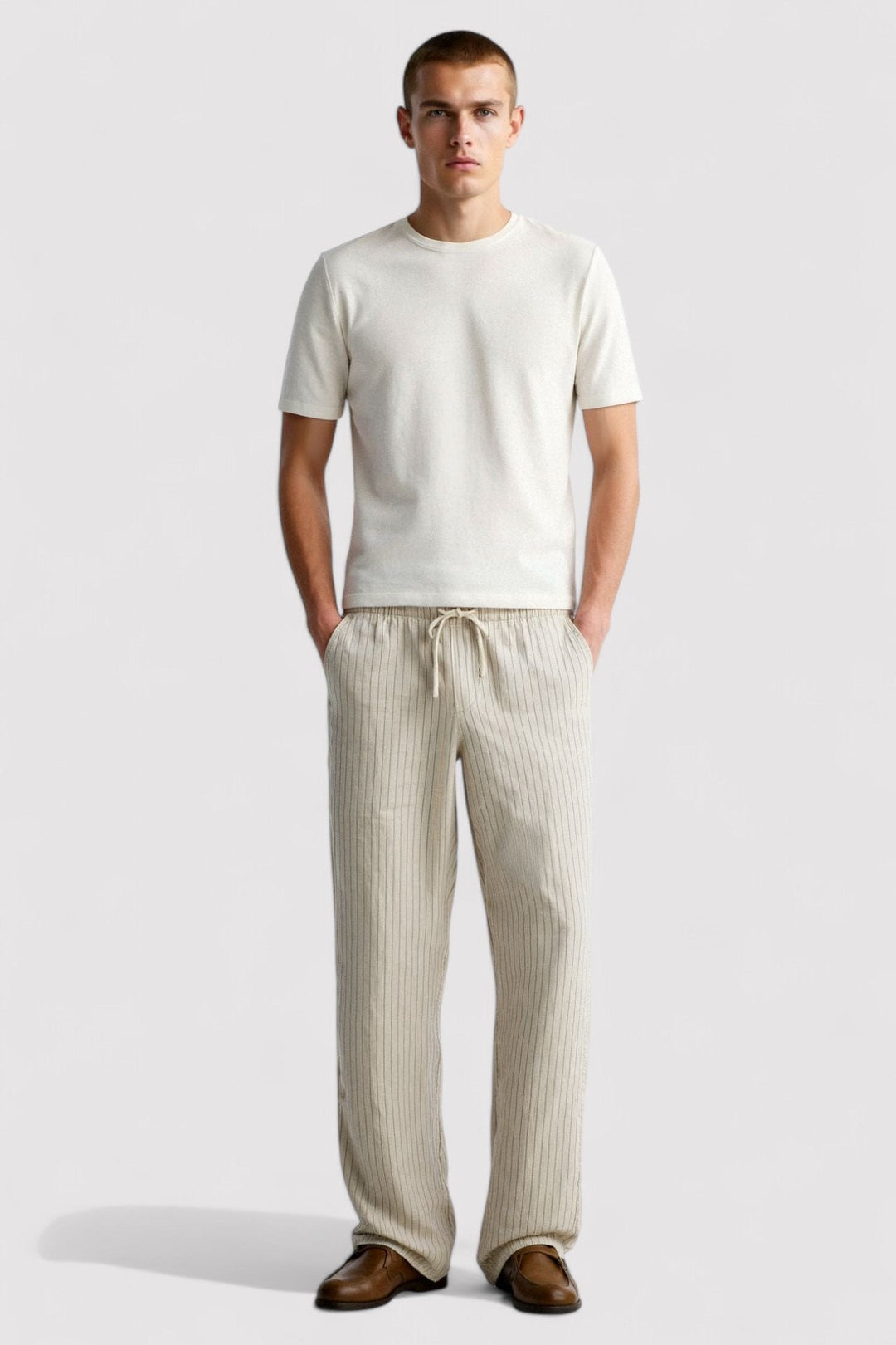 Ancien | Men's Old Money Breathable Solid Drawstring Linen Pants afbeelding 3
