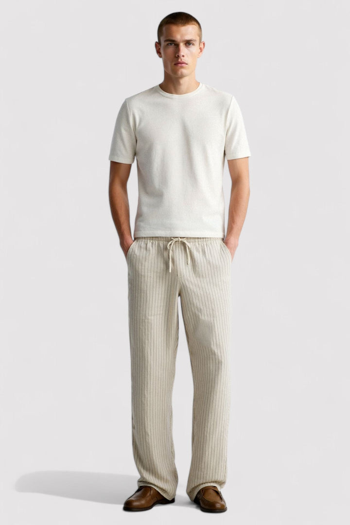 Ancien | Men's Old Money Breathable Solid Drawstring Linen Pants afbeelding 3