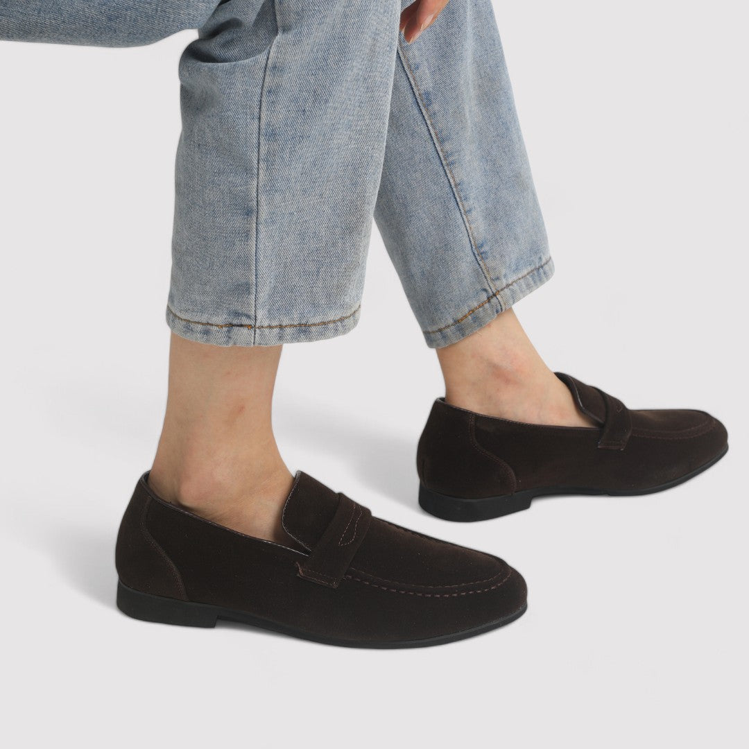 Ancien | Old Money Suede Penny Loafers afbeelding 2