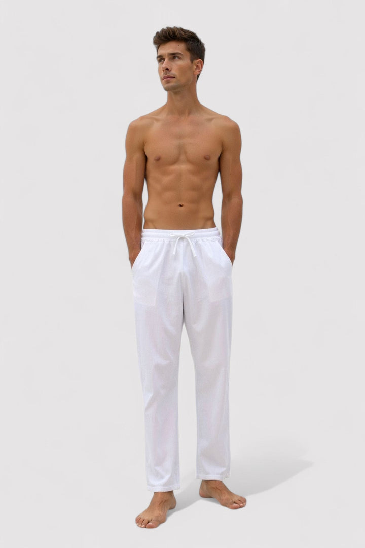 Ancien | Men's Old Money Cotton & Linen Blend Drawstring Pants afbeelding 5