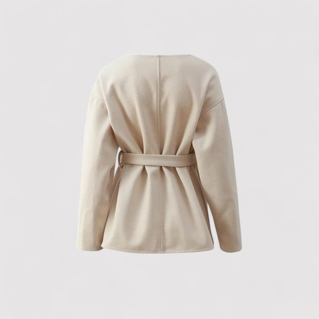 Ancien | Chic Midi Coat With Belt V-Neck Jacket afbeelding 3