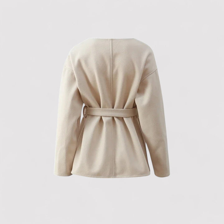 Ancien | Chic Midi Coat With Belt V-Neck Jacket afbeelding 3