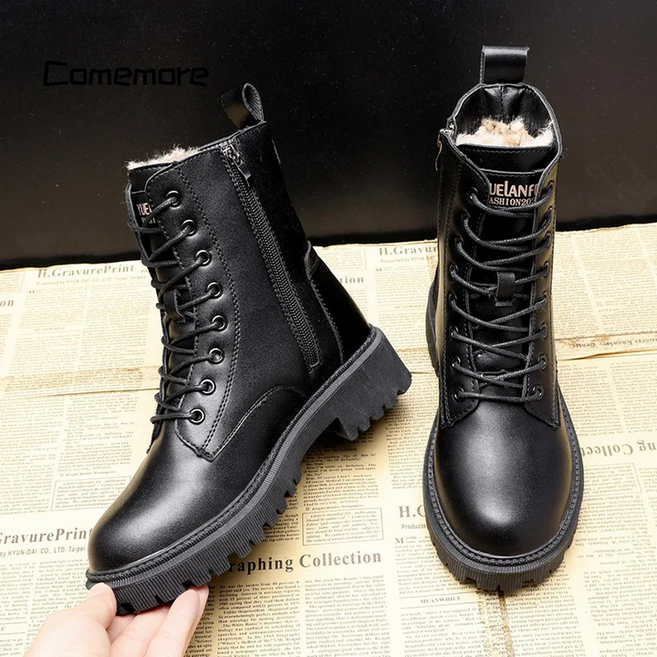 Louisa | Black Leather Winter Boots afbeelding 3