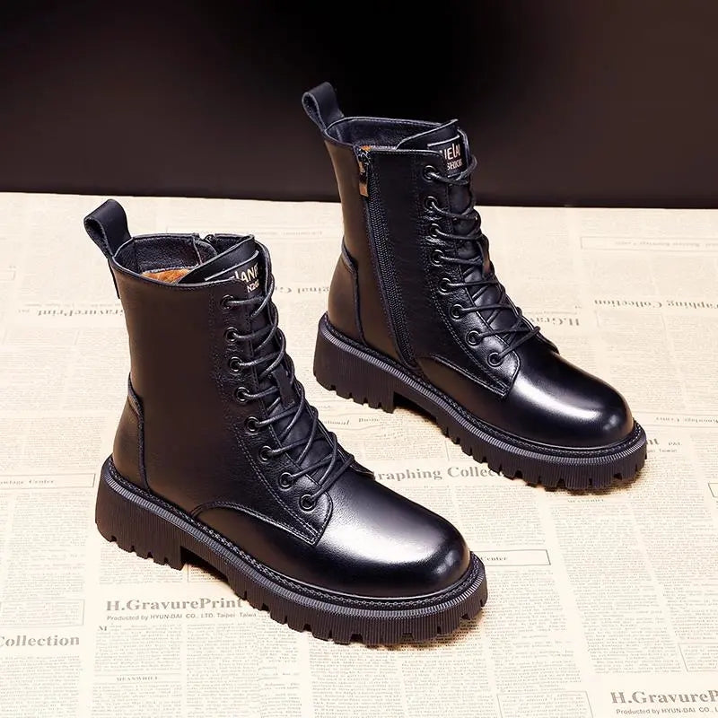 Louisa | Black Leather Winter Boots afbeelding 4