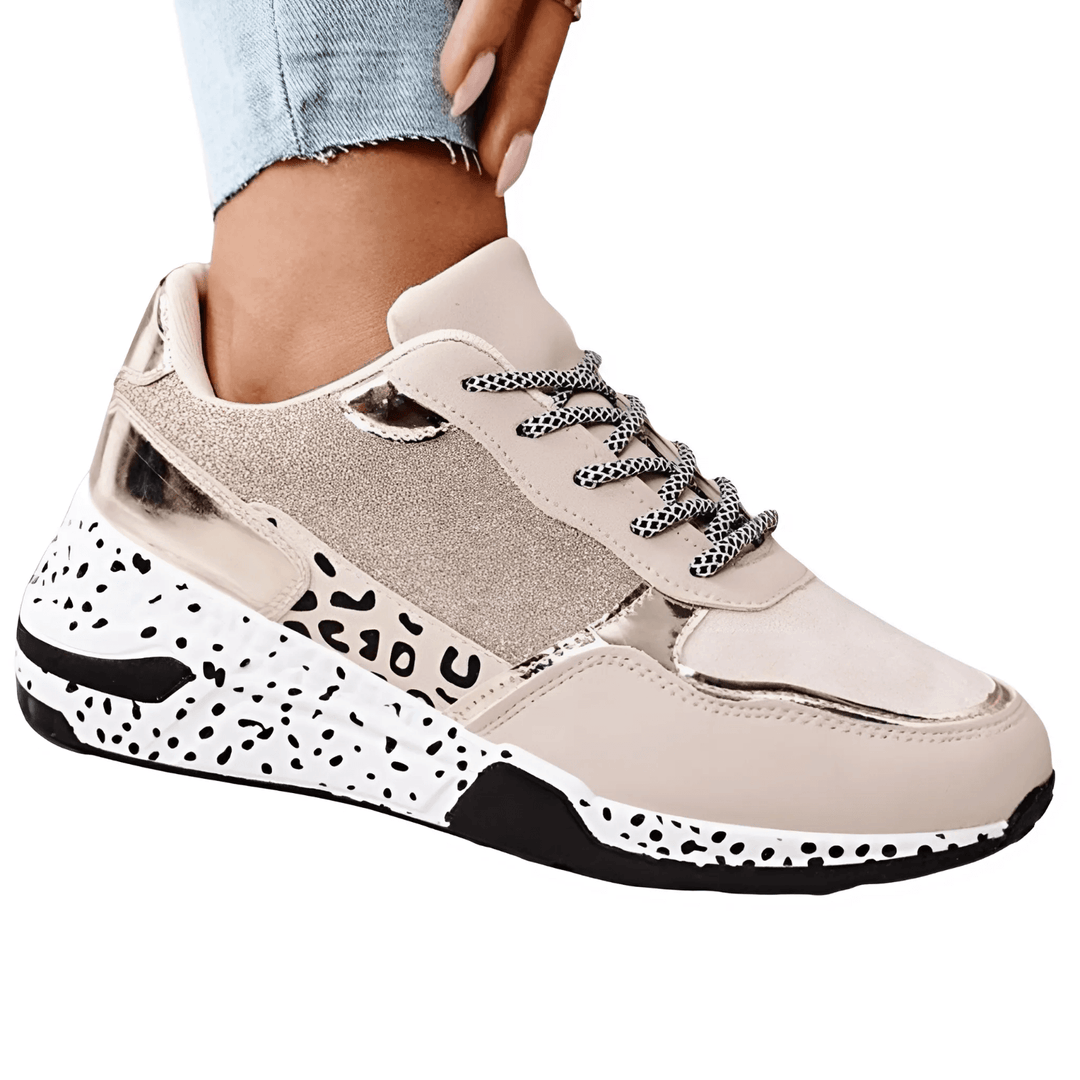 Ella | Women's sneakers with sparkling glitter and unique dalmatian print sole