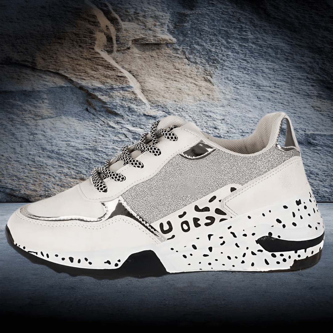 Ella | Women's sneakers with sparkling glitter and unique dalmatian print sole