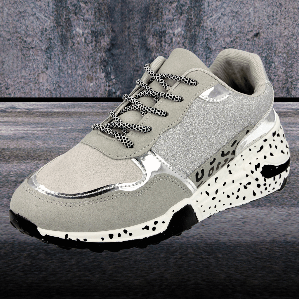 Ella | Women's sneakers with sparkling glitter and unique dalmatian print sole