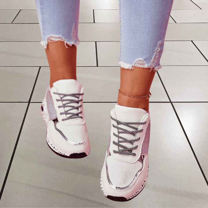 Ella | Women's sneakers with sparkling glitter and unique dalmatian print sole
