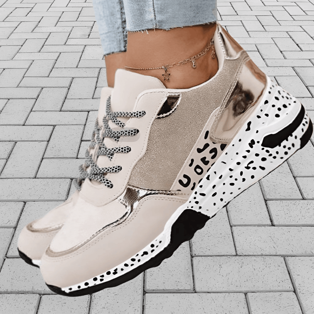 Ella | Women's sneakers with sparkling glitter and unique dalmatian print sole