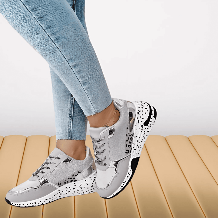 Ella | Women's sneakers with sparkling glitter and unique dalmatian print sole