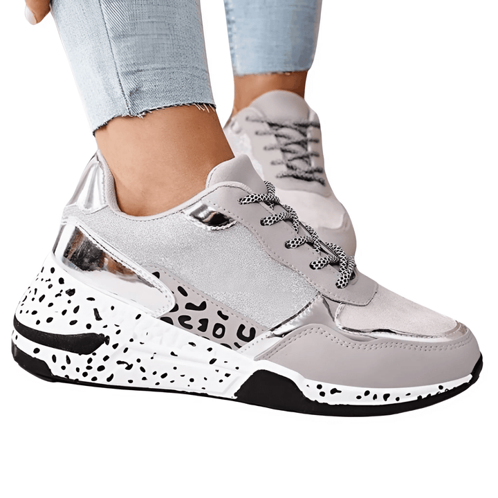 Ella | Women's sneakers with sparkling glitter and unique dalmatian print sole