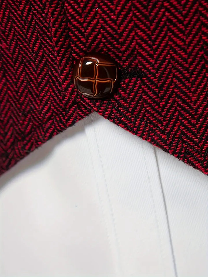 Ancient Elegant Retro Men's Vest with Herringbone Pattern afbeelding 3
