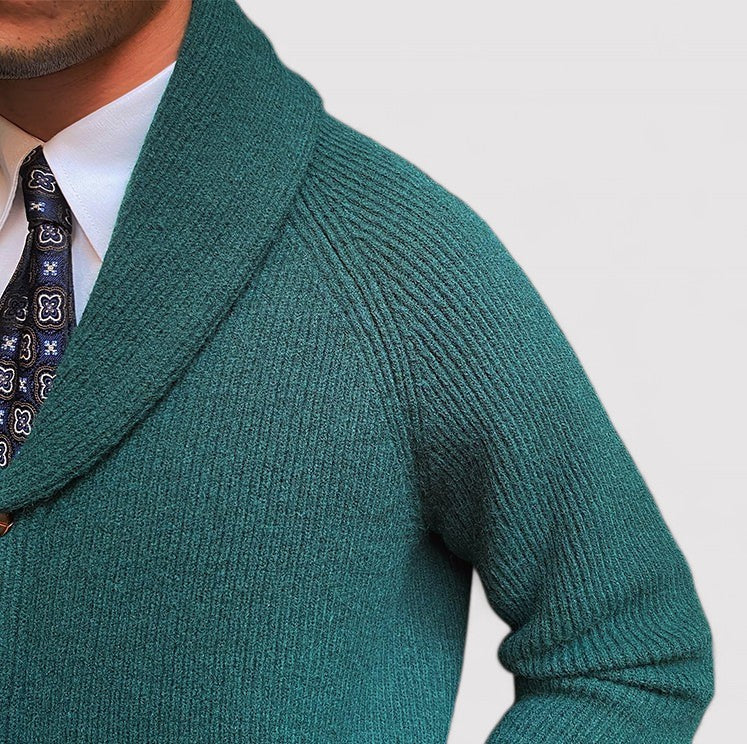 Ancien | Men's Bond Street Shawl Collar Knitted Cardigan afbeelding 13
