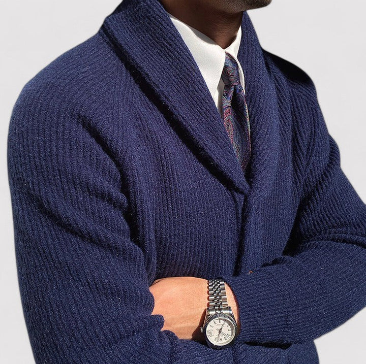 Ancien | Men's Bond Street Shawl Collar Knitted Cardigan afbeelding 9