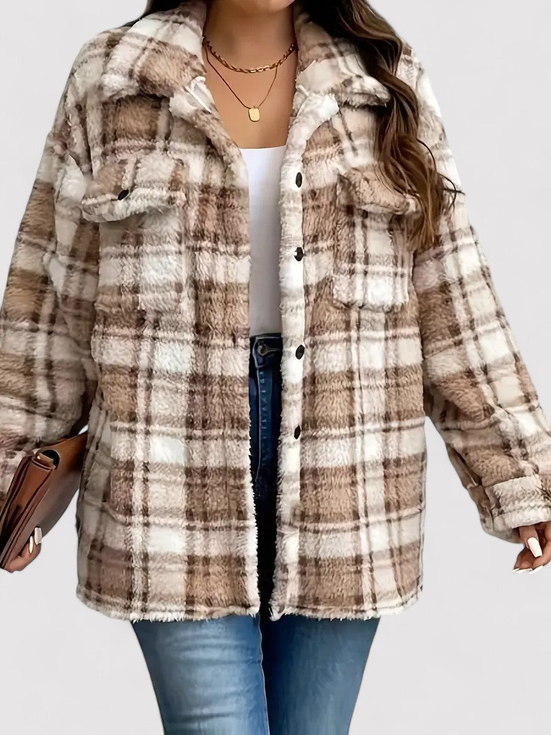 Ancien | Checkered Soft Fleece Jacket for Women afbeelding 1