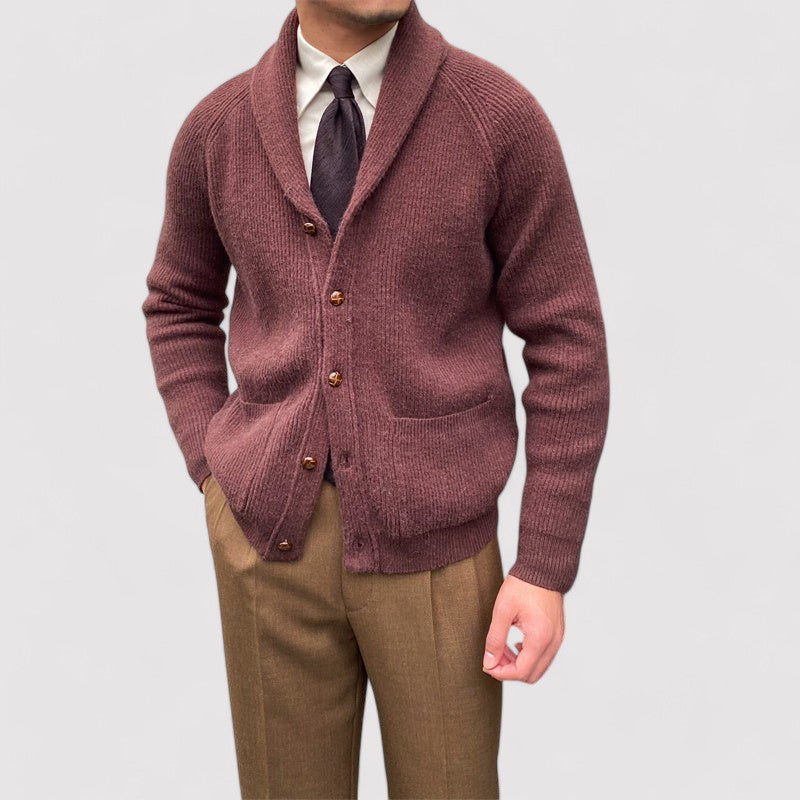Ancien | Men's Bond Street Shawl Collar Knitted Cardigan afbeelding 6
