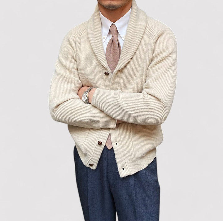 Ancien | Men's Bond Street Shawl Collar Knitted Cardigan afbeelding 3