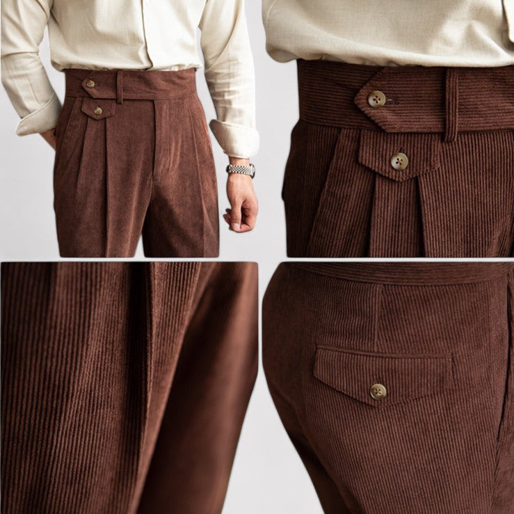 Ancien | Men's Corduroy Pleated Trousers afbeelding 3