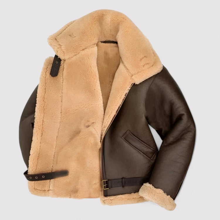 Ancien | Leather Winter Coat With Fur For Men afbeelding 1