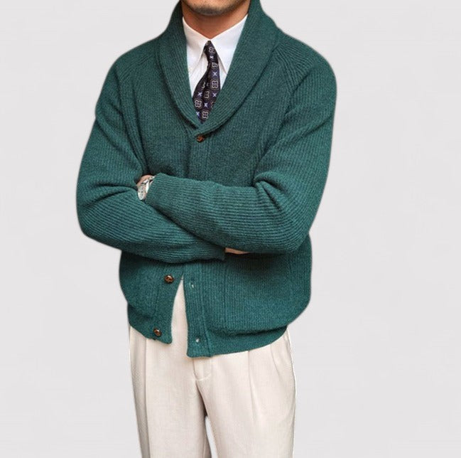 Ancien | Men's Bond Street Shawl Collar Knitted Cardigan afbeelding 11