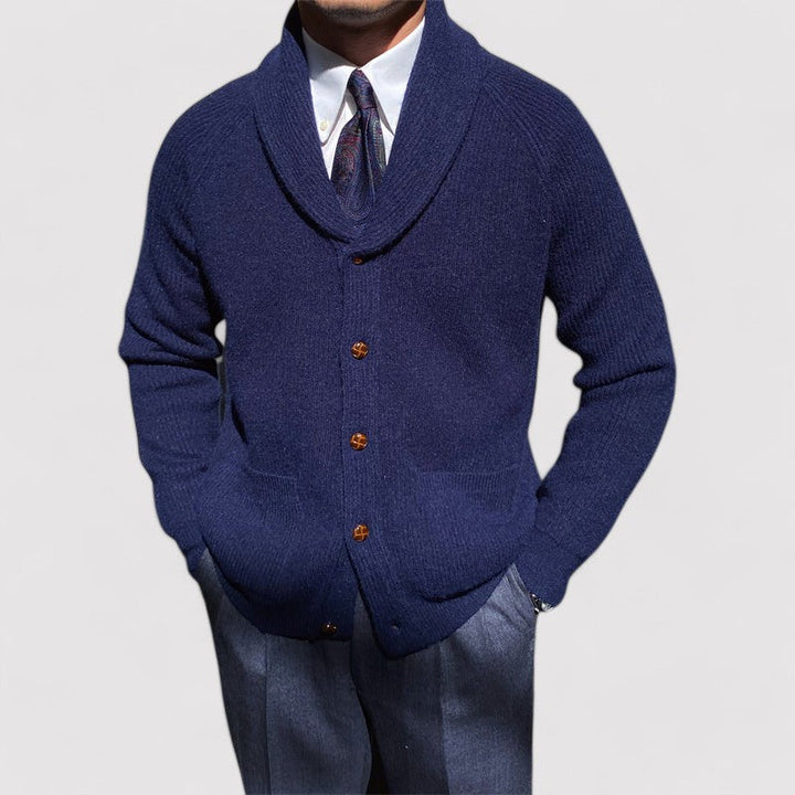 Ancien | Men's Bond Street Shawl Collar Knitted Cardigan afbeelding 8