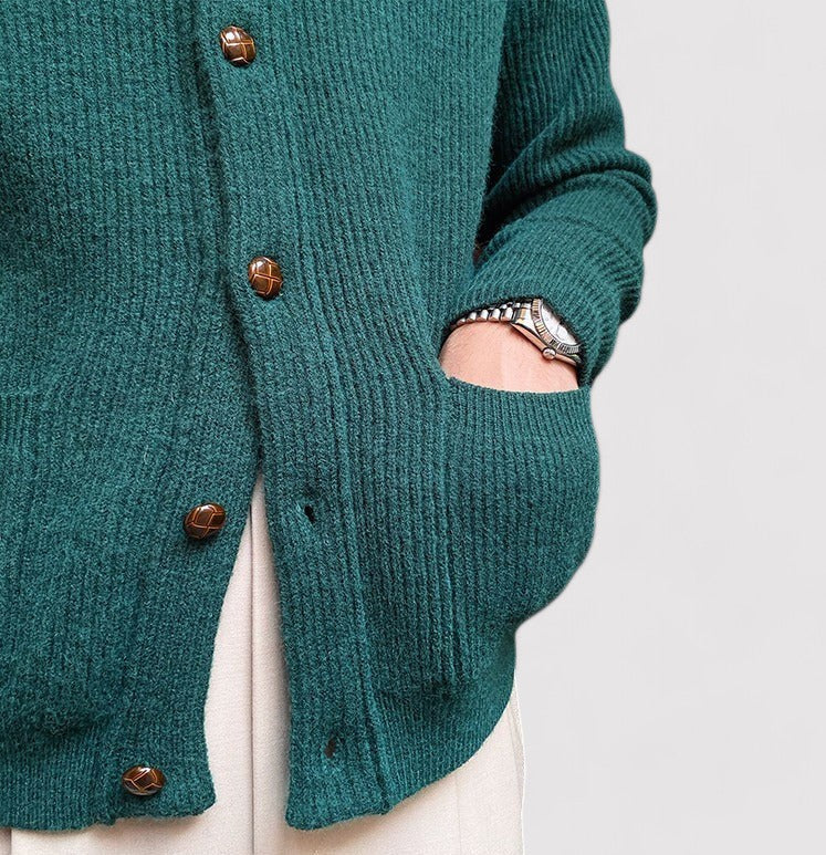 Ancien | Men's Bond Street Shawl Collar Knitted Cardigan afbeelding 14