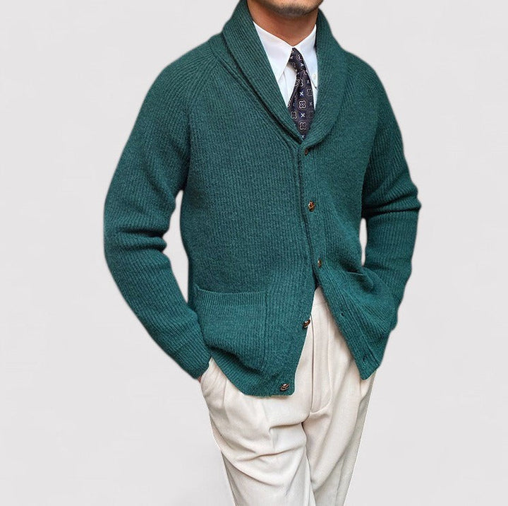 Ancien | Men's Bond Street Shawl Collar Knitted Cardigan afbeelding 10