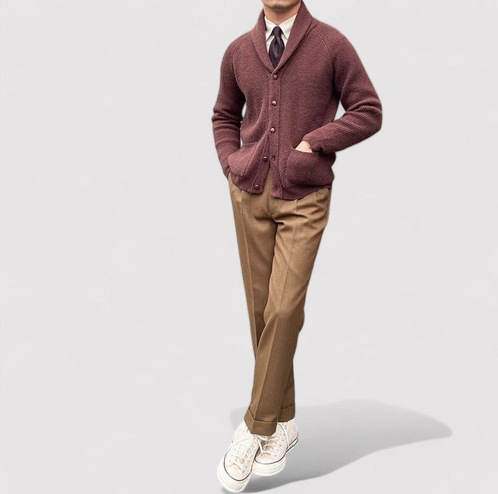 Ancien | Men's Bond Street Shawl Collar Knitted Cardigan afbeelding 5