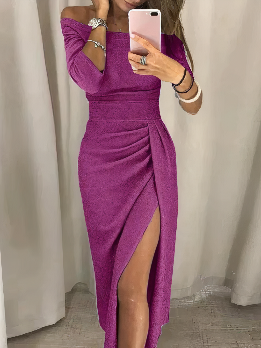 Elle | Glamorous off-shoulder glitter dress