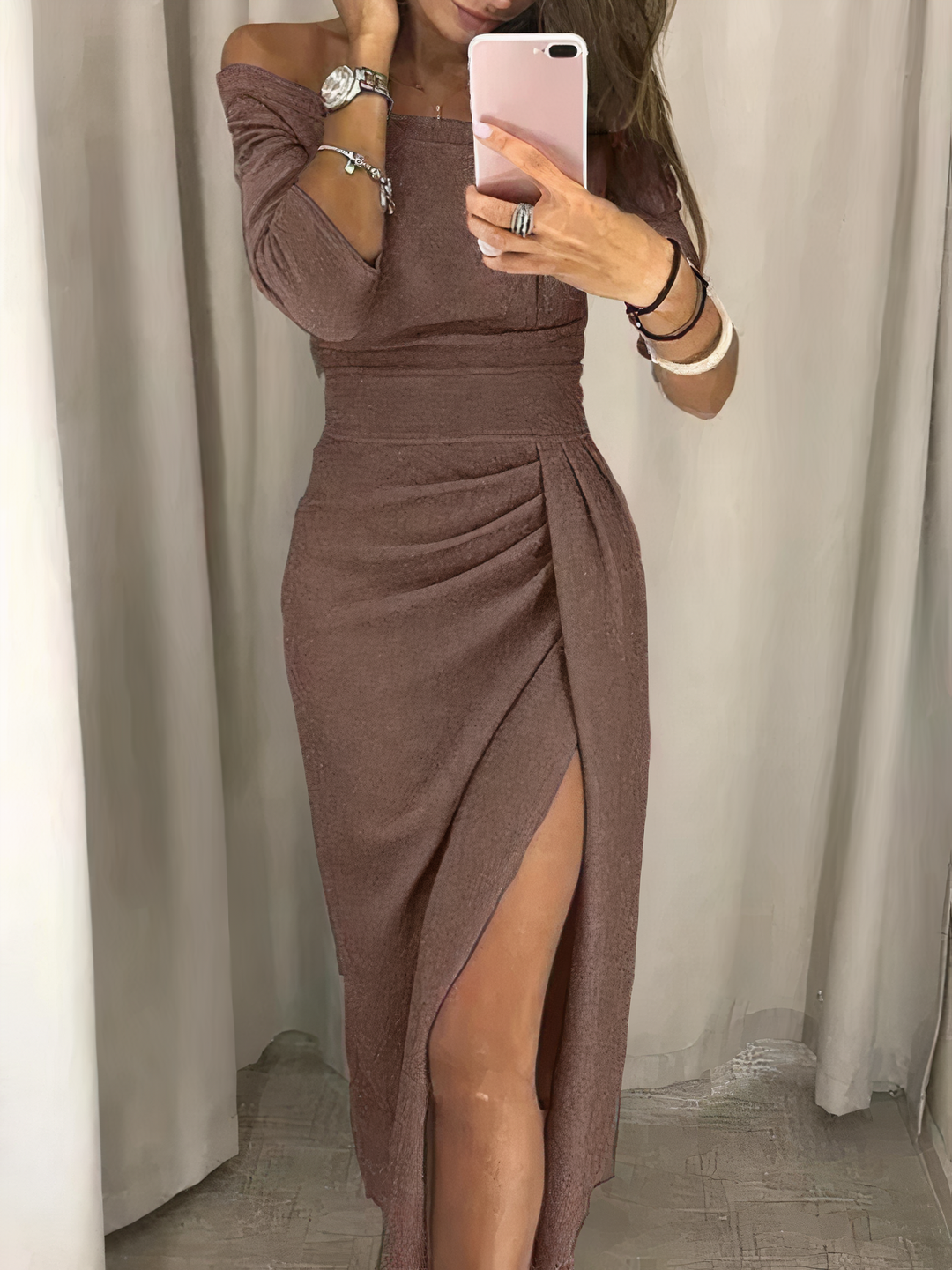 Elle | Glamorous off-shoulder glitter dress