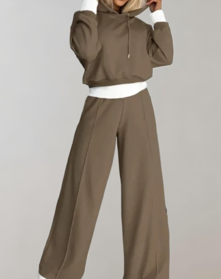 2-Piece Set of a Two-Tone Hoodie with Wide-Leg Trousers afbeelding 2
