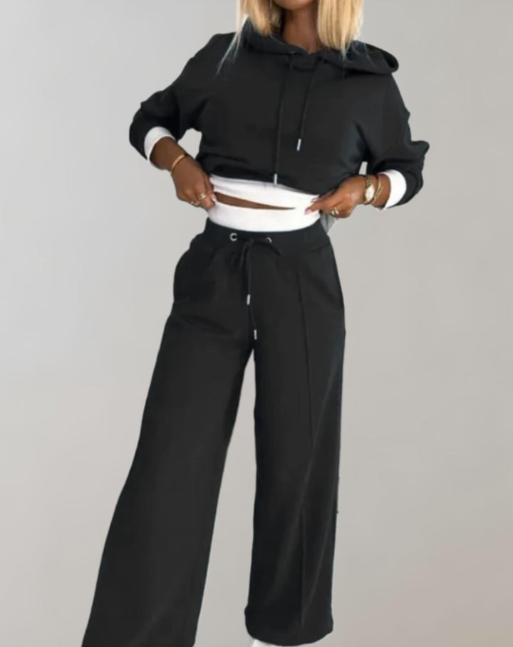 2-Piece Set of a Two-Tone Hoodie with Wide-Leg Trousers afbeelding 4