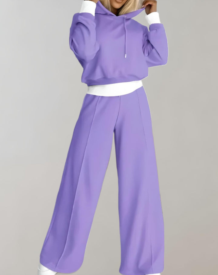 2-Piece Set of a Two-Tone Hoodie with Wide-Leg Trousers afbeelding 5