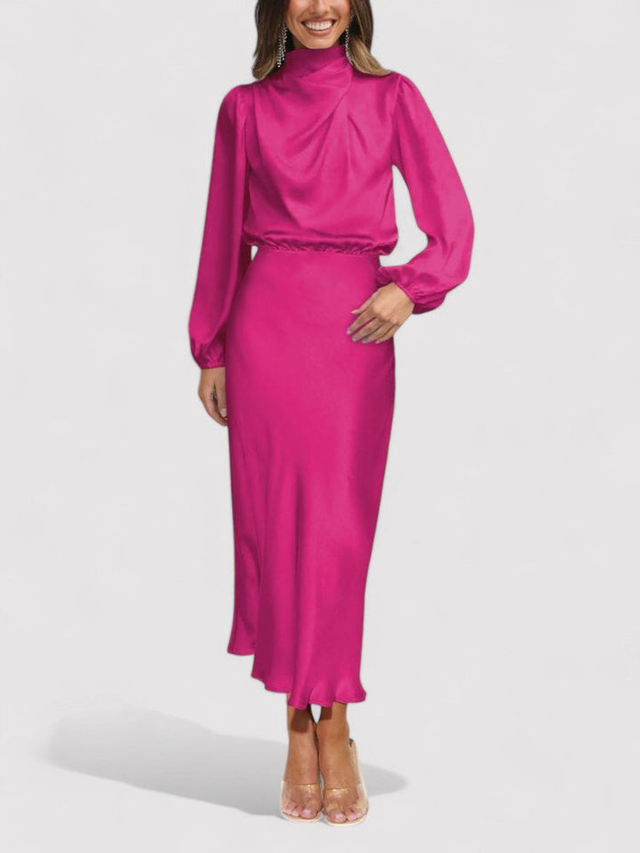 Ancien | Luxury Satin Long-Sleeved Dress afbeelding 3