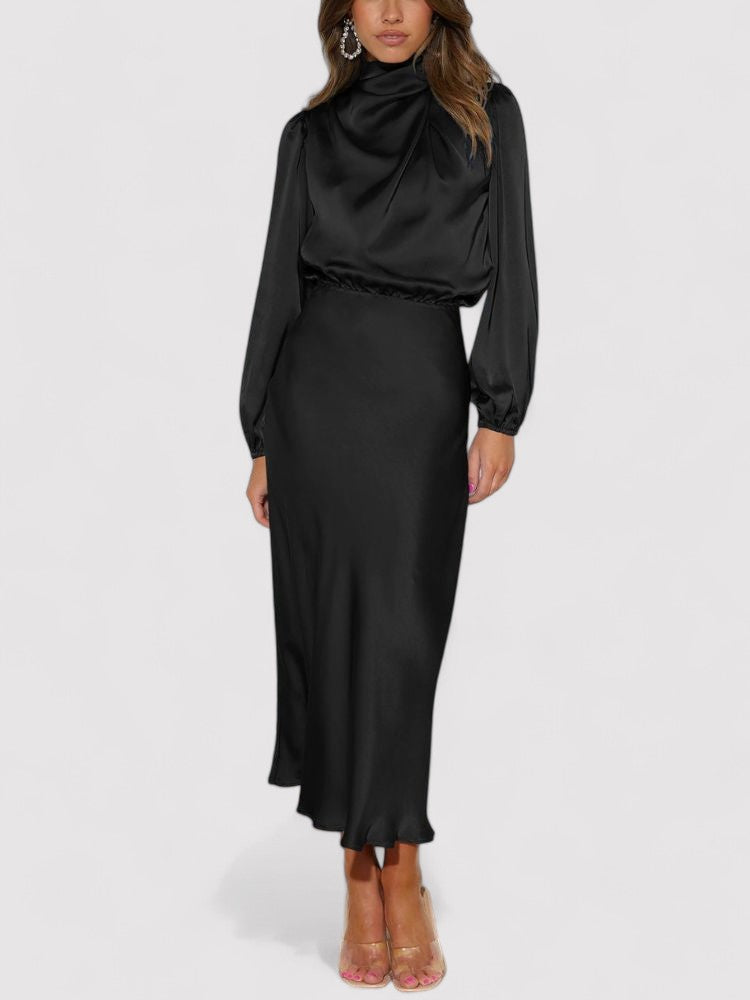 Ancien | Luxury Satin Long-Sleeved Dress afbeelding 6
