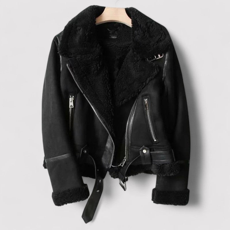 Ancien | Women's Leather Jacket with Sherpa Execution afbeelding 3