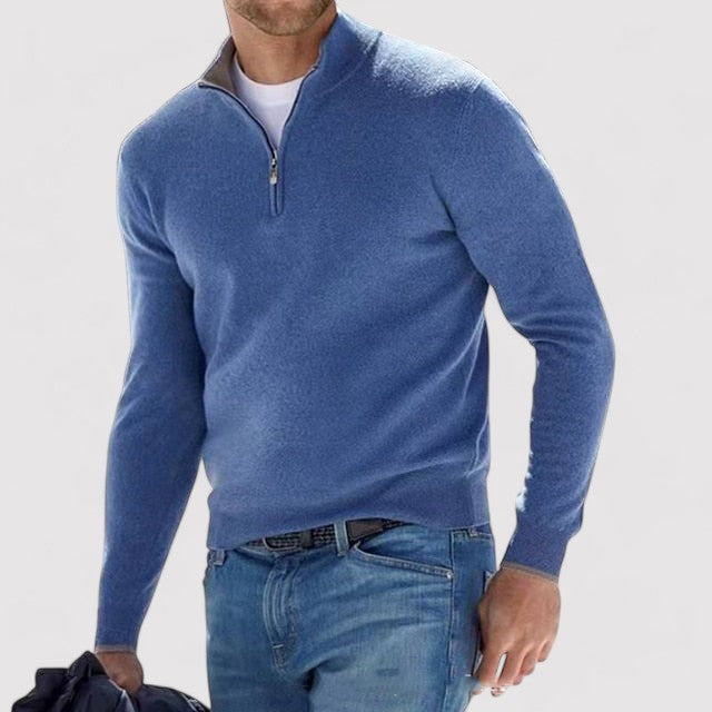 Ancien | Cashmere Men's Half Zip Sweater afbeelding 4