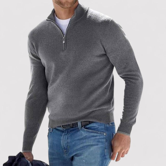 Ancien | Cashmere Men's Half Zip Sweater afbeelding 5