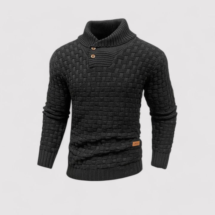 Ancien | Buttoned Mid-Collar Warm Winter Sweater for Men afbeelding 1