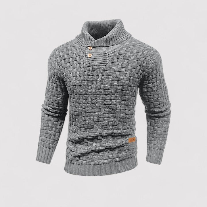 Ancien | Buttoned Mid-Collar Warm Winter Sweater for Men afbeelding 3