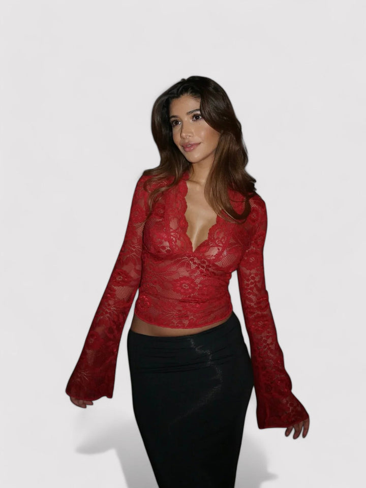 Evelyn | Mesh lace long sleeve top