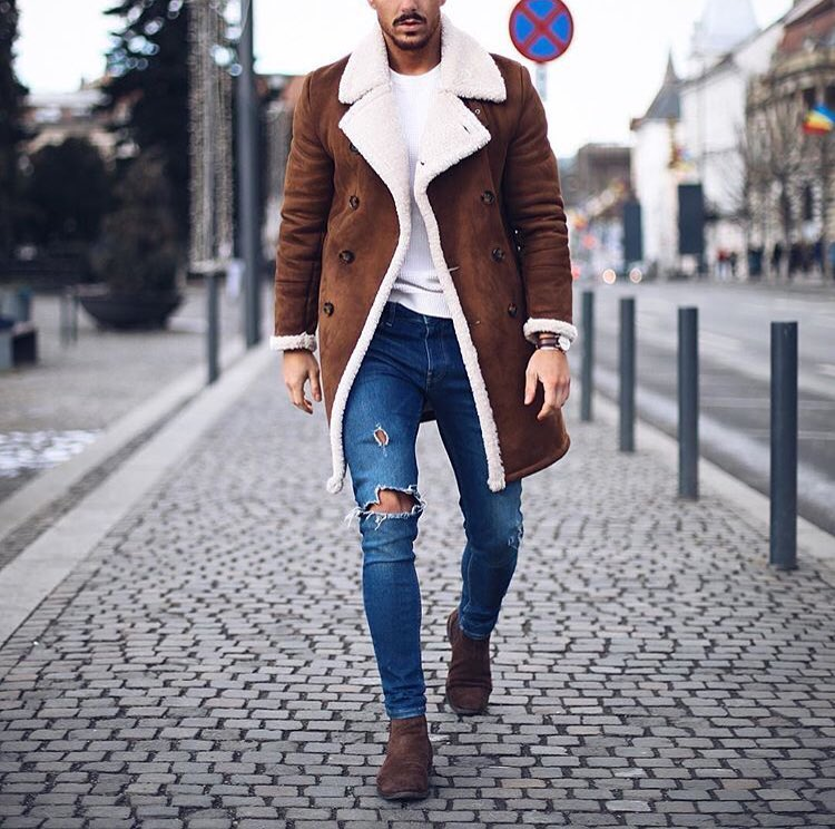 West Louis™ Brand Suede Inside Fleece Thick Coat afbeelding 2