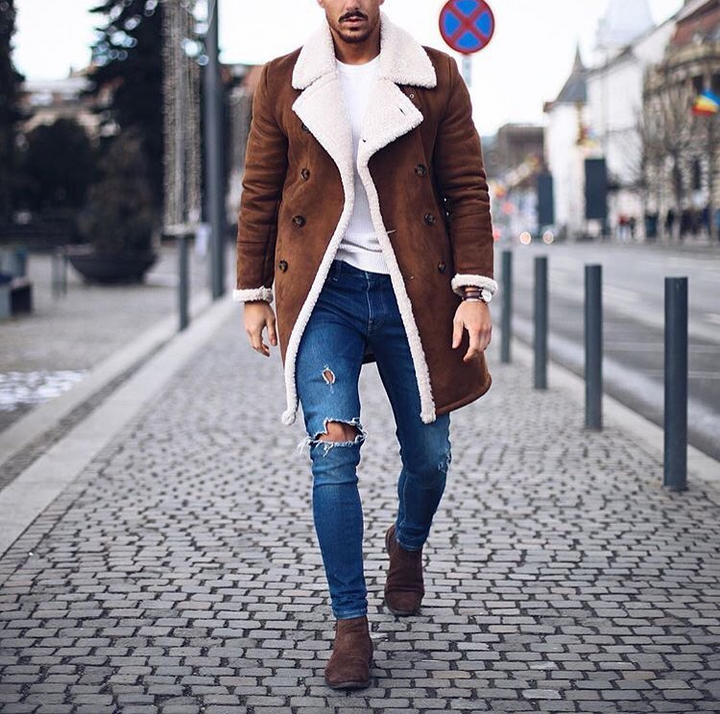 West Louis™ Brand Suede Inside Fleece Thick Coat afbeelding 2