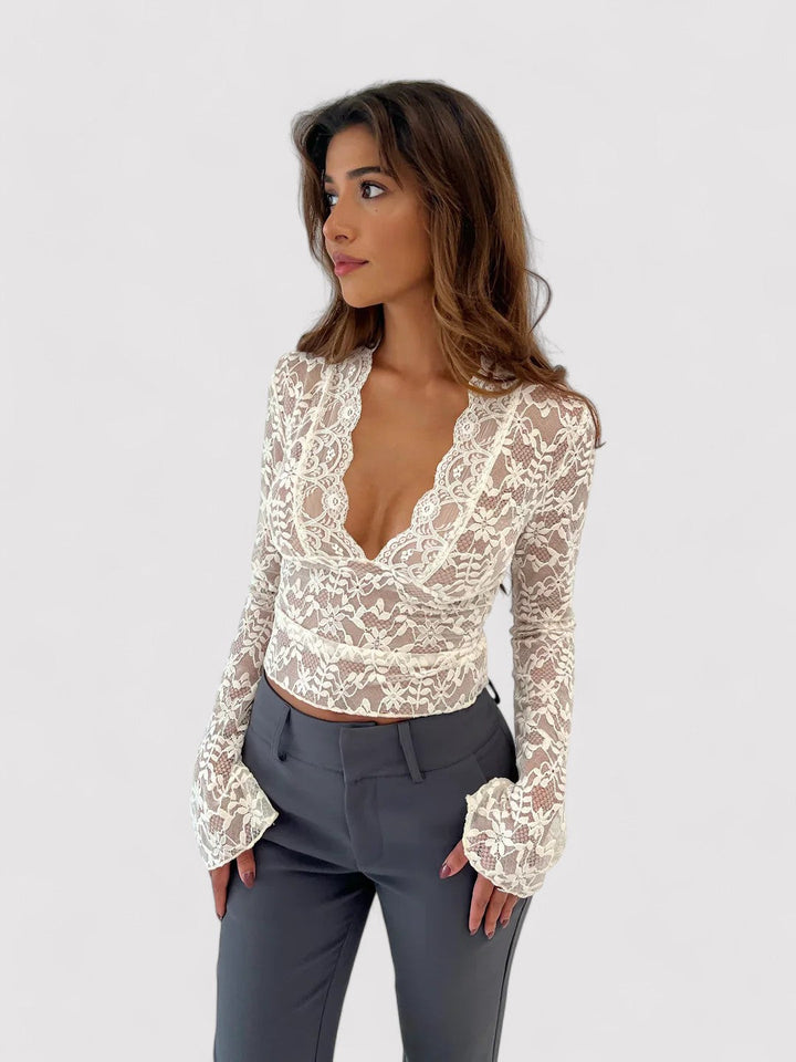 Ancien | Mesh Lace Long Sleeve Top afbeelding 1