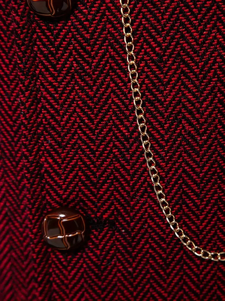 Ancient Elegant Retro Men's Vest with Herringbone Pattern afbeelding 6