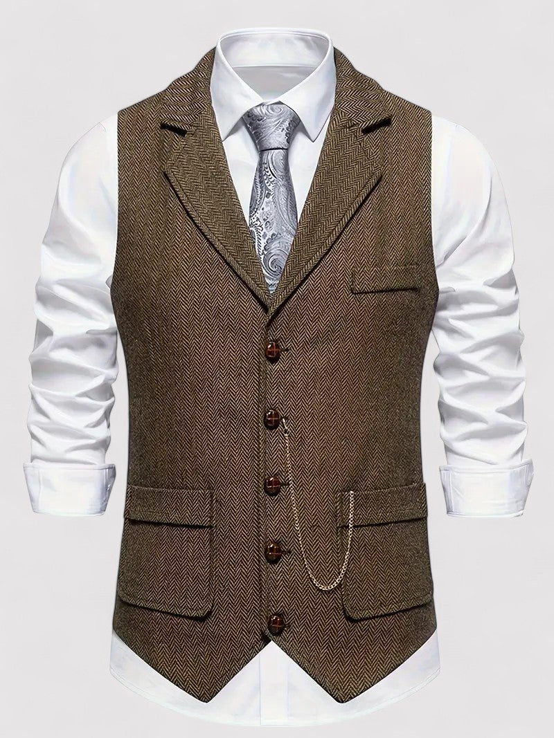 Ancient Elegant Retro Men's Vest with Herringbone Pattern afbeelding 10