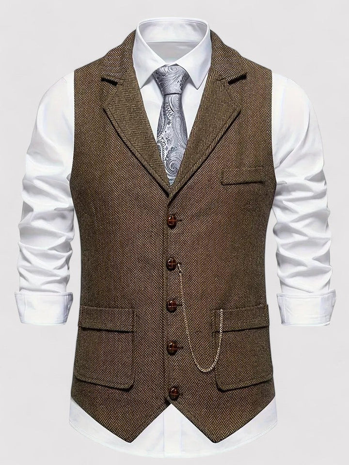 Ancient Elegant Retro Men's Vest with Herringbone Pattern afbeelding 10