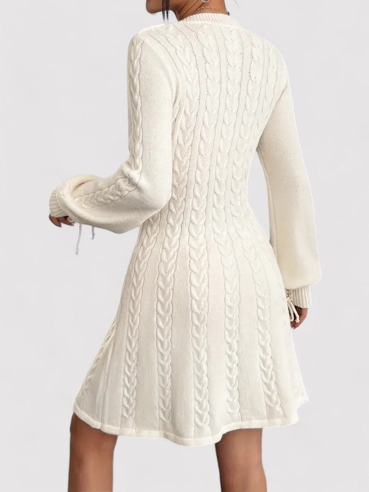 Ancien | Cable Knit V-neck Slim Fit Dress afbeelding 4